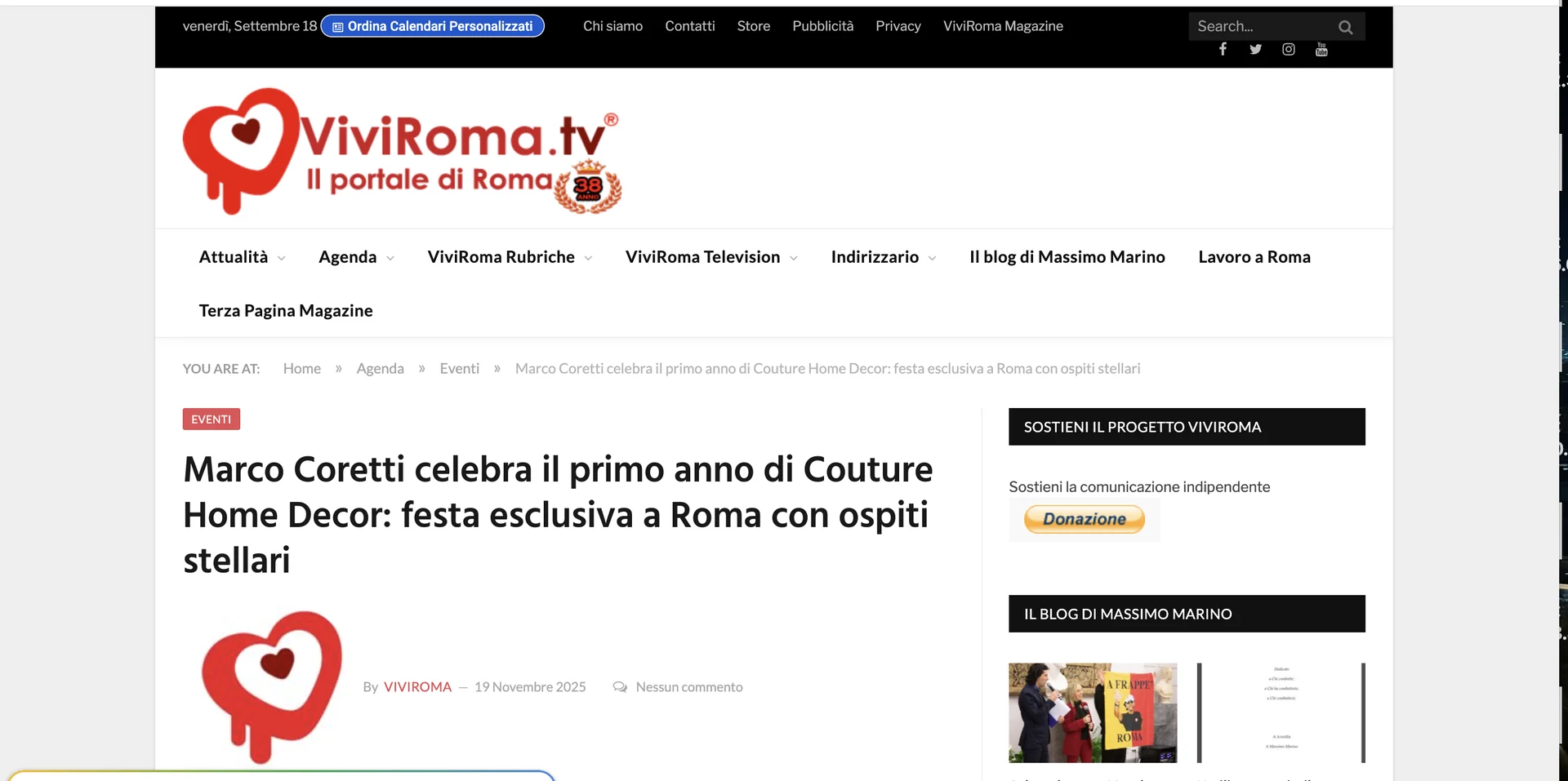 Copertina articolo: Marco Coretti celebra il primo anno di Couture Home Decor: festa esclusiva a Roma con ospiti stellari