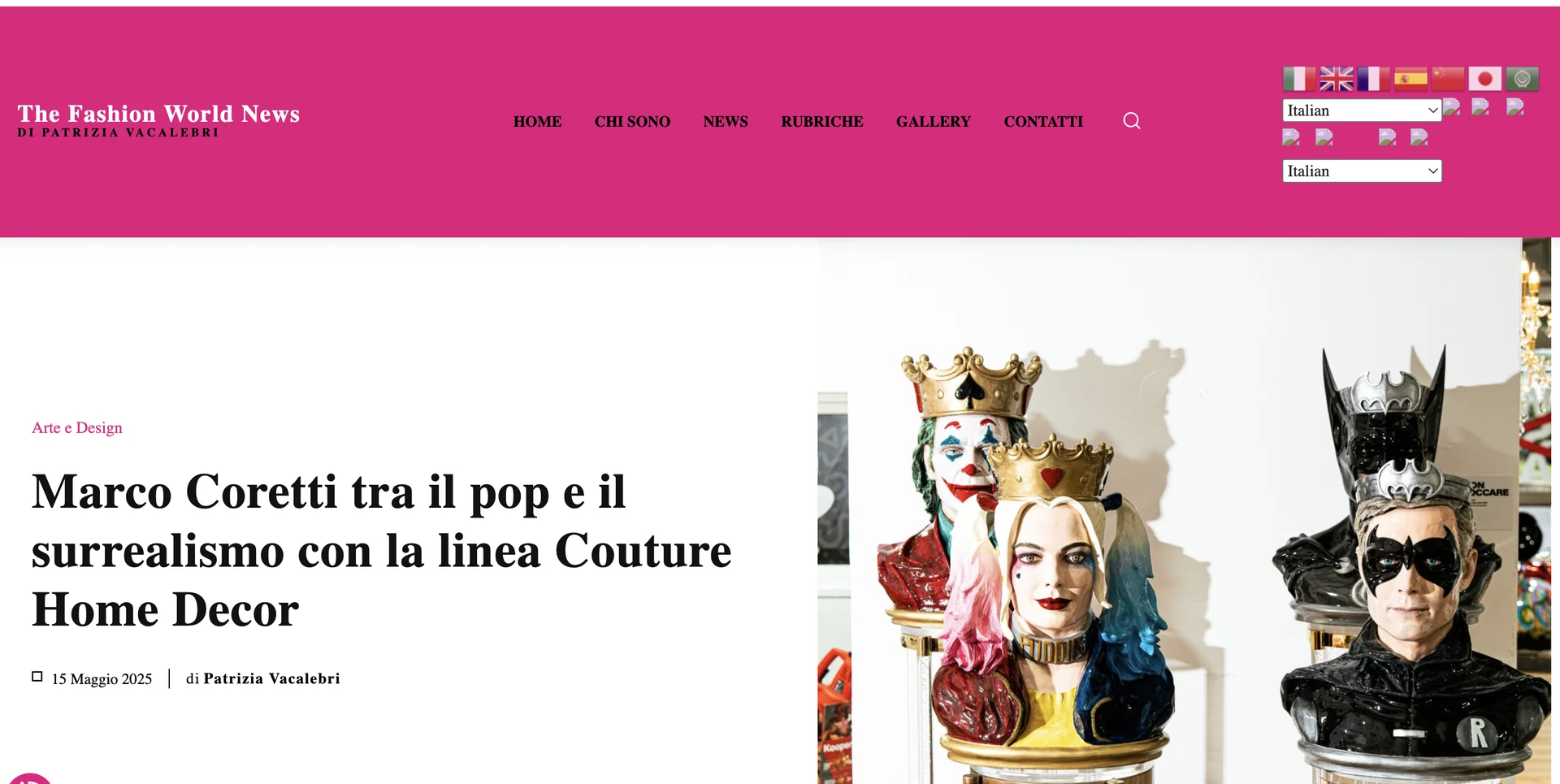 Copertina articolo: Marco Coretti tra il pop e il surrealismo con la linea Couture Home Decor